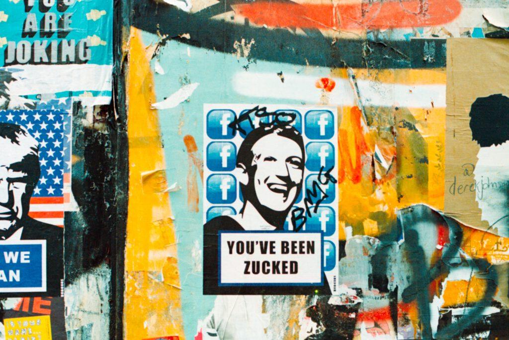 Graffiti of Mark Zuckerberg proclaiming "You've been Zucked"